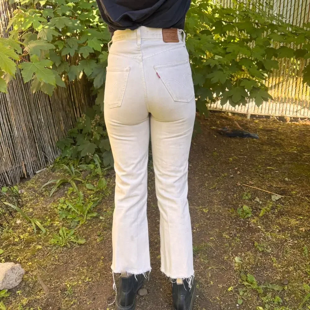 Levis 501 white denim jeans